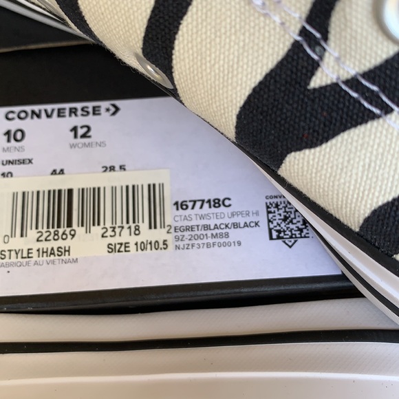 CONVERSE CTAS TWISTED UPPER HI EGRET/BLACK/BLACK M - Picture 12 of 13